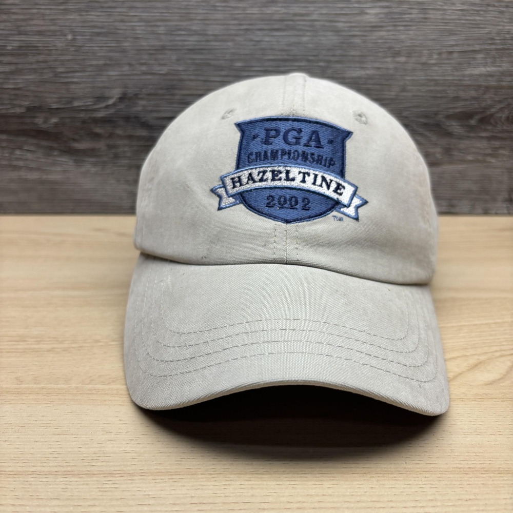Vintage PGA Championship Hazeltine Hat Cap Strap Back Mens Khaki PGA Golf 2002